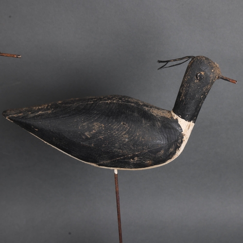 3541 - A group of three similar 19th Century naïve folk art decoy ducks in the form of Lapwings, later moun... 