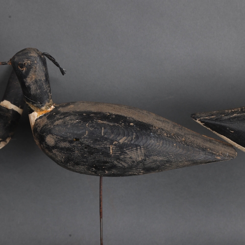 3541 - A group of three similar 19th Century naïve folk art decoy ducks in the form of Lapwings, later moun... 