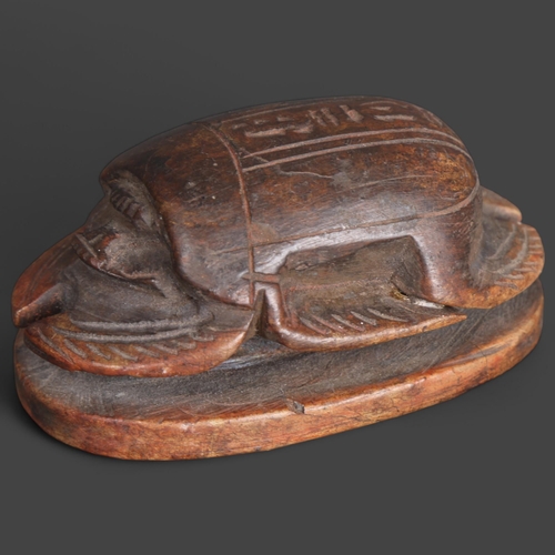 3547 - Natural History - An Egyptian carved stone scarab beetle, length 9.5cm