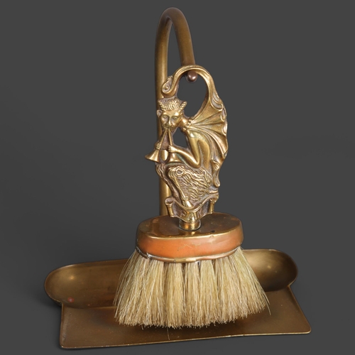 3548 - Curiosity: Crumb Brush and Catcher Tray Stand with Greek God Pan by Crofts and Assinder, 19th centur... 