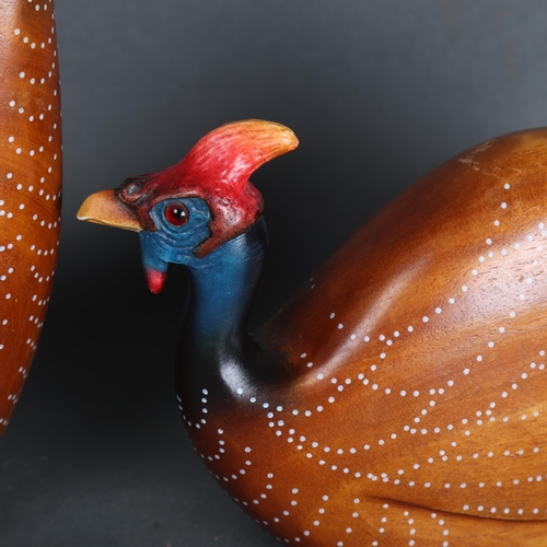 3573 - Taxidermy: Pair of Crowned Guineafowl, hand carved and painted by Feathers Gallery 
A male and femal... 