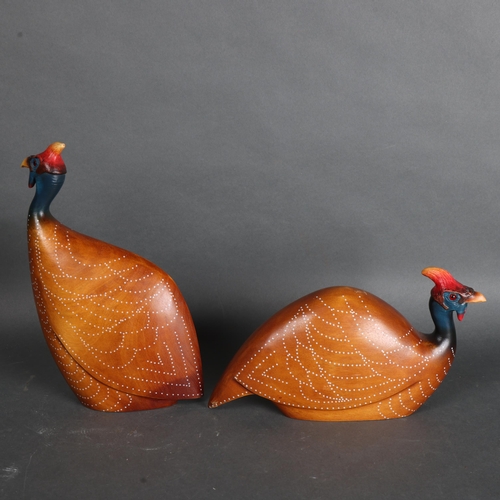 3573 - Taxidermy: Pair of Crowned Guineafowl, hand carved and painted by Feathers Gallery 
A male and femal... 