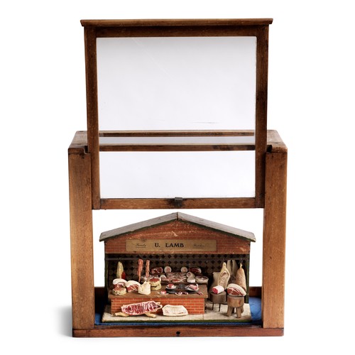 3103 - Butcher’s Shop Diorama - A rare antique butcher’s shop diorama with its original signage “U. Lamb” a... 