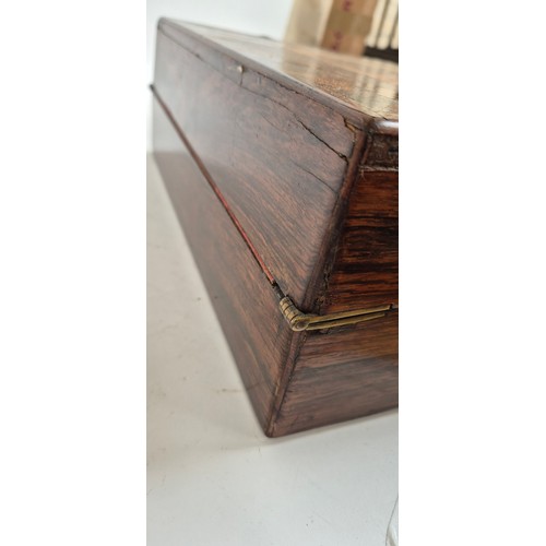 19 - A Victorian rosewood writing slope, with Tunbridge Ware banded floral decoration, W36cm