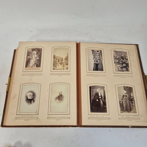 110 - 3 Vintage leather-bound photograph albums, containing various family photos, carte de visite, with 1... 