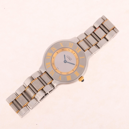 1003 - CARTIER - a bi-metal Must De Cartier 21 quartz bracelet watch, ref. 1330, circa 2000, silvered dial ... 