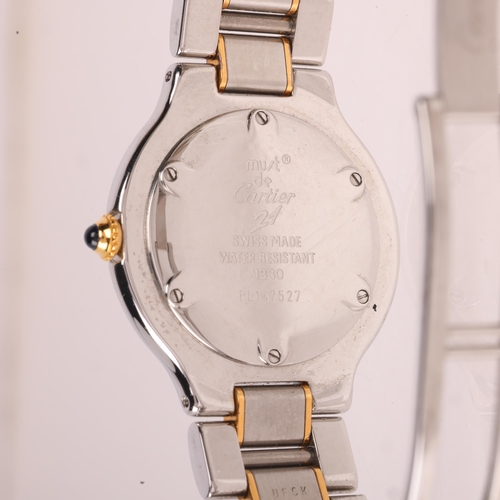 1003 - CARTIER - a bi-metal Must De Cartier 21 quartz bracelet watch, ref. 1330, circa 2000, silvered dial ... 