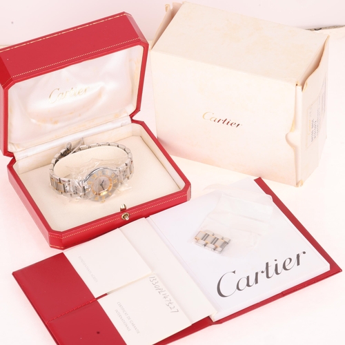 1003 - CARTIER - a bi-metal Must De Cartier 21 quartz bracelet watch, ref. 1330, circa 2000, silvered dial ... 