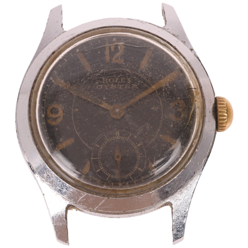 1010 - ROLEX - A Vintage stainless steel Oyster Ultra Prima mechanical wristwatch head, circa 1930s, black ... 