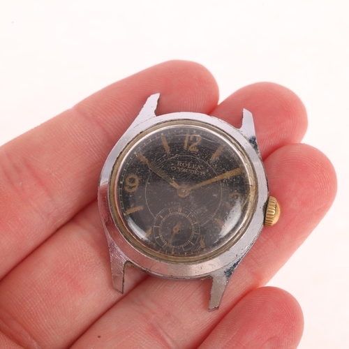 1010 - ROLEX - A Vintage stainless steel Oyster Ultra Prima mechanical wristwatch head, circa 1930s, black ... 