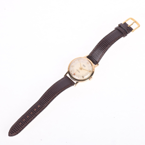 1015 - SMITHS - a Vintage 9ct gold Everest mechanical wristwatch, circa 1960s, silvered dial with applied g... 