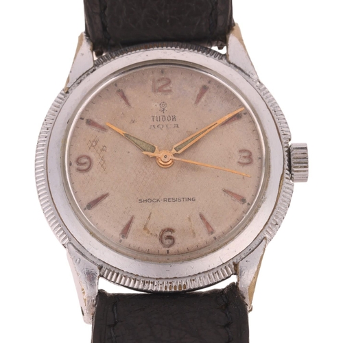 1016 - TUDOR - a Vintage nickel plated Aqua mechanical wristwatch,  circa 1950s, silvered dial with applied... 