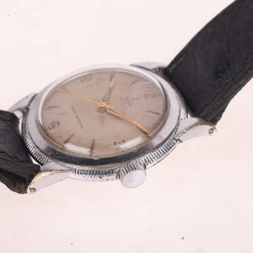 1016 - TUDOR - a Vintage nickel plated Aqua mechanical wristwatch,  circa 1950s, silvered dial with applied... 