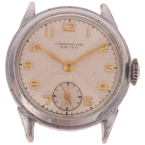 1020 - SEIKO - a Vintage nickel plated stainless steel mechanical chronometer wristwatch head, circa 1940s,... 