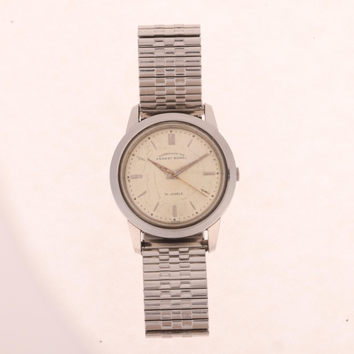 1022 - ERNEST BOREL - a Vintage stainless steel chronometer automatic wristwatch, circa 1960s, silvered dia... 