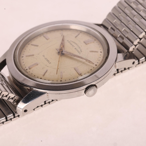 1022 - ERNEST BOREL - a Vintage stainless steel chronometer automatic wristwatch, circa 1960s, silvered dia... 