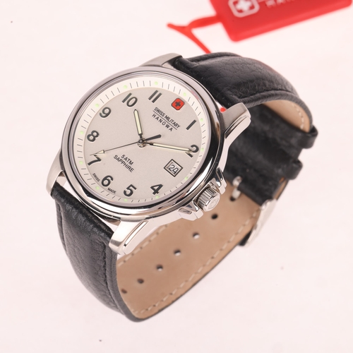 1024 - HANOWA - a stainless steel Swiss military quartz calendar wristwatch, ref. 6-4231/6-5231, silvered d... 