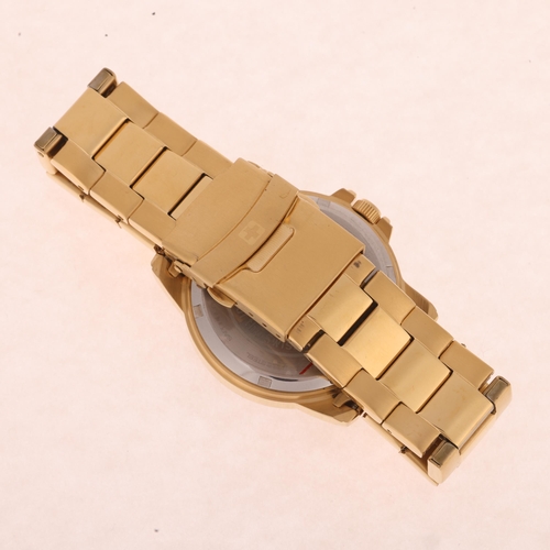 1025 - HANOWA - a gold plated stainless steel Swiss military quartz calendar bracelet watch, ref. 06-4230.7... 