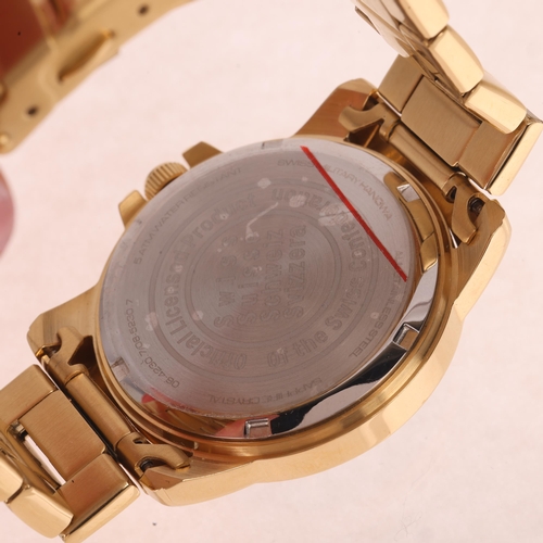 1025 - HANOWA - a gold plated stainless steel Swiss military quartz calendar bracelet watch, ref. 06-4230.7... 