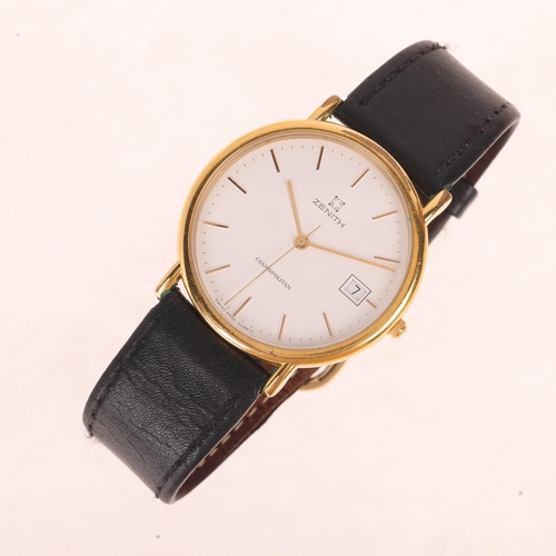 1026 - ZENITH - a gold plated stainless steel Cosmopolitan quartz calendar wristwatch, ref. 27.0240.337, ci... 