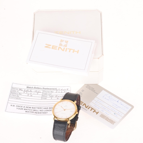 1026 - ZENITH - a gold plated stainless steel Cosmopolitan quartz calendar wristwatch, ref. 27.0240.337, ci... 