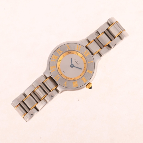 1029 - CARTIER - a lady's bi-metal Must De Cartier 21 quartz bracelet watch, ref. 1330, circa 2000, silvere... 