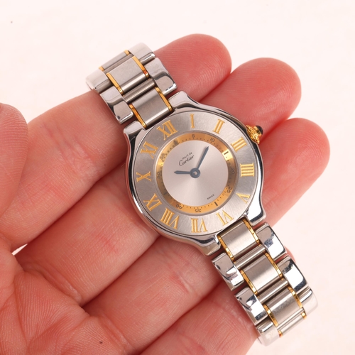 1029 - CARTIER - a lady's bi-metal Must De Cartier 21 quartz bracelet watch, ref. 1330, circa 2000, silvere... 