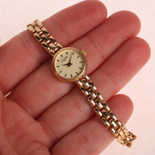 1038 - ROTARY - a lady's 9ct gold quartz bracelet watch, champagne dial with baton hour markers, lance hand... 