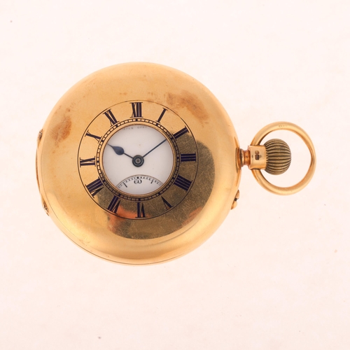 1040 - An 18ct gold half hunter keyless side-wind pocket watch, by Reid & Sons of Newcastle-upon-Tyne, Make... 