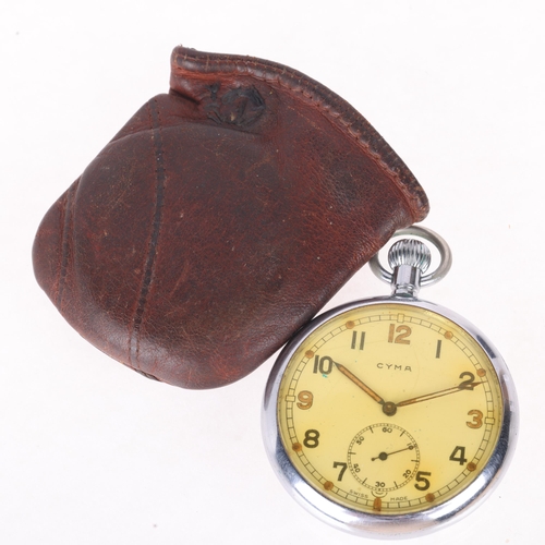 1041 - CYMA - a Second World War Period nickel open-face keyless GSTP military issue pocket watch, circa 19... 