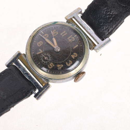 1049 - 2 wristwatches, comprising Second World War Period mechanical wristwatch, and gold plated Ingersoll,... 