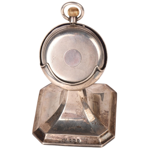 1053 - An early 20th century silver pocket watch stand, Fraget & Co, Birmingham 1913, reg. no. 622523, with... 