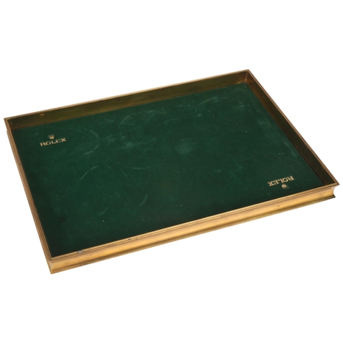 1054 - ROLEX - a Vintage brass-framed Authorised Dealer watch display tray, ref. 279, green velvet lining w... 