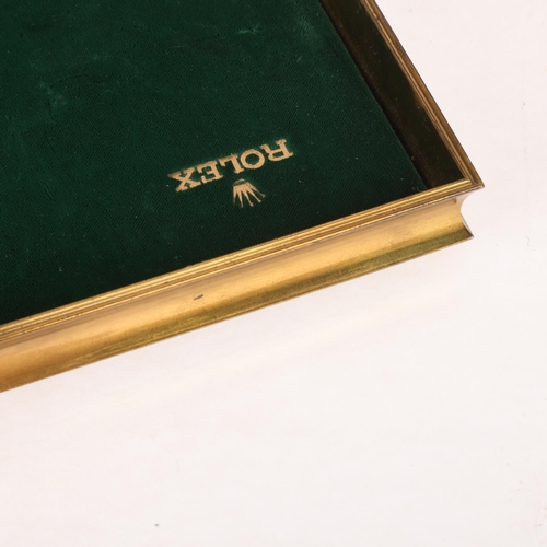 1054 - ROLEX - a Vintage brass-framed Authorised Dealer watch display tray, ref. 279, green velvet lining w... 