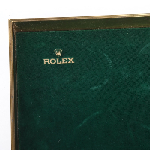 1054 - ROLEX - a Vintage brass-framed Authorised Dealer watch display tray, ref. 279, green velvet lining w... 