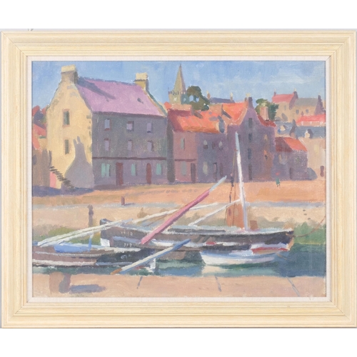 1 - Vincent Lines RWS (1909 - 1968), harbour scene (probably French Harbour, Rye), oil on board, 40cm x ... 