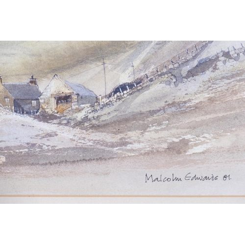 106 - Malcolm Edwards (born 1934), Welsh farm scene, 1981, watercolour, 18cm x 31cm, framed