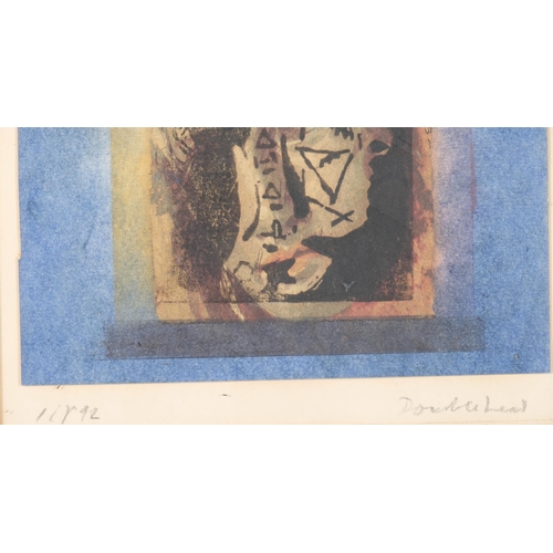 107 - Abstract composition, colour print with indistinct pencil inscription in the margin, image 15cm x 15... 