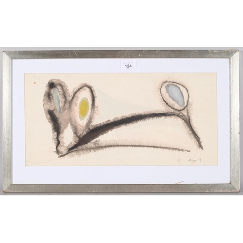 124 - Yehuda Neiman (Polish, 1931 - 2011), abstract composition, 1957, watercolour, 22cm x 46cm, framed