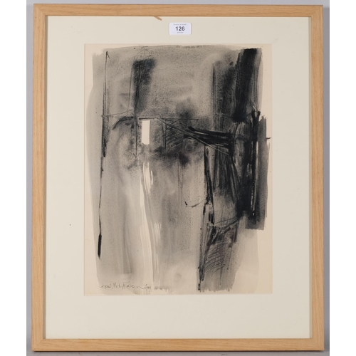 126 - Frank Hodgkinson (Australian), abstract composition, ink and wash, 1959, 43cm x 33cm, framed