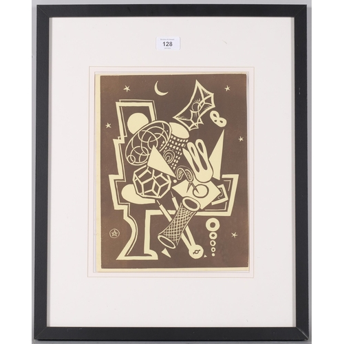 128 - John Joseph Wardell Power (1881 - 1943), L'Homme calculator, linocut, image 31cm x 23cm, framed