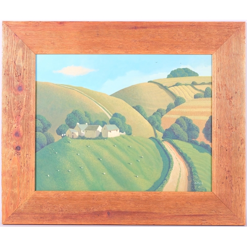 13 - Jo March (born 1962), Slades Farm, oil on canvas, stained wood frame, overall frame dimensions 51cm ... 