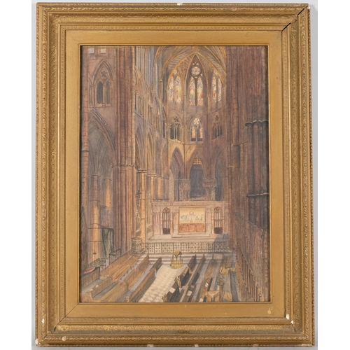 161 - Samuel Read, interior of Westminster Abbey from the old organ screen, circa 1865, watercolour, 58cm ... 