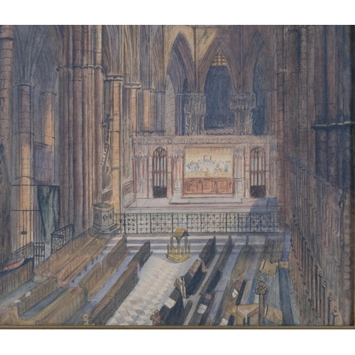 161 - Samuel Read, interior of Westminster Abbey from the old organ screen, circa 1865, watercolour, 58cm ... 