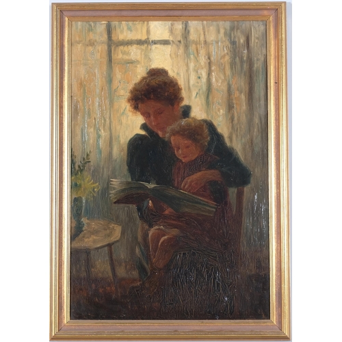 17 - Portrait of a mother and child, late 19th/early 20th century oil on canvas, apparently unsigned, 61c... 