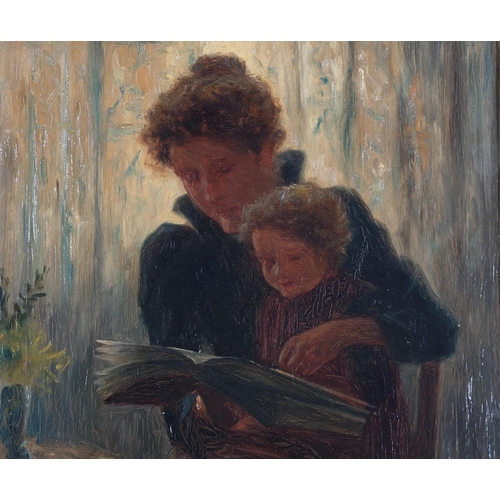 17 - Portrait of a mother and child, late 19th/early 20th century oil on canvas, apparently unsigned, 61c... 