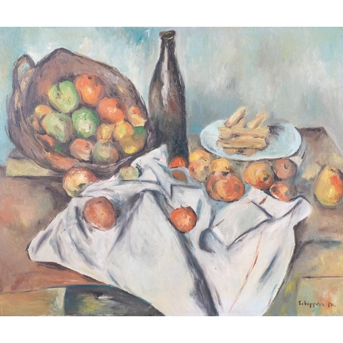 176 - M Schippers, still life kitchen table, oil on canvas, 50cm x 60cm, framed