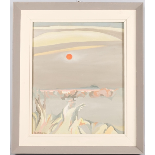 180 - Gil Nadin (1928 - 1996), Welche's Dam early morning, oil on board, 1976, 58cm x 47cm, original frame