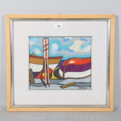 183 - Gian Franco di Biasi, Uno Spicchio di Mare, 1977, oil on board, 25cm x 30cm, framed