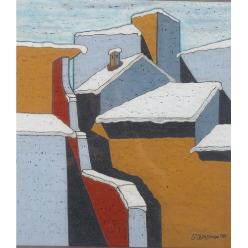 185 - Gian Franco di Biasi, Prima Neve, 1977, oil on board, 42cm x 38cm, framed